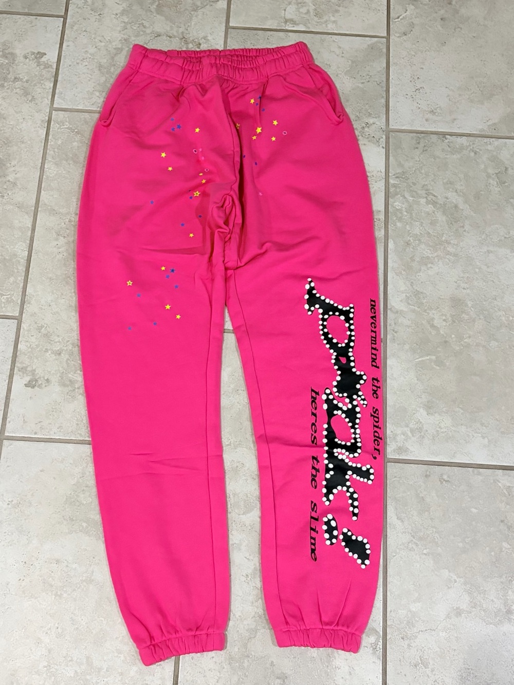 Girls' Bright Pink Graphic Jogger Sweatpants - Unbranded